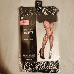 NWT Black Lace Knit Tights Adult Women's One Size OS Standard Sexy Lingerie New